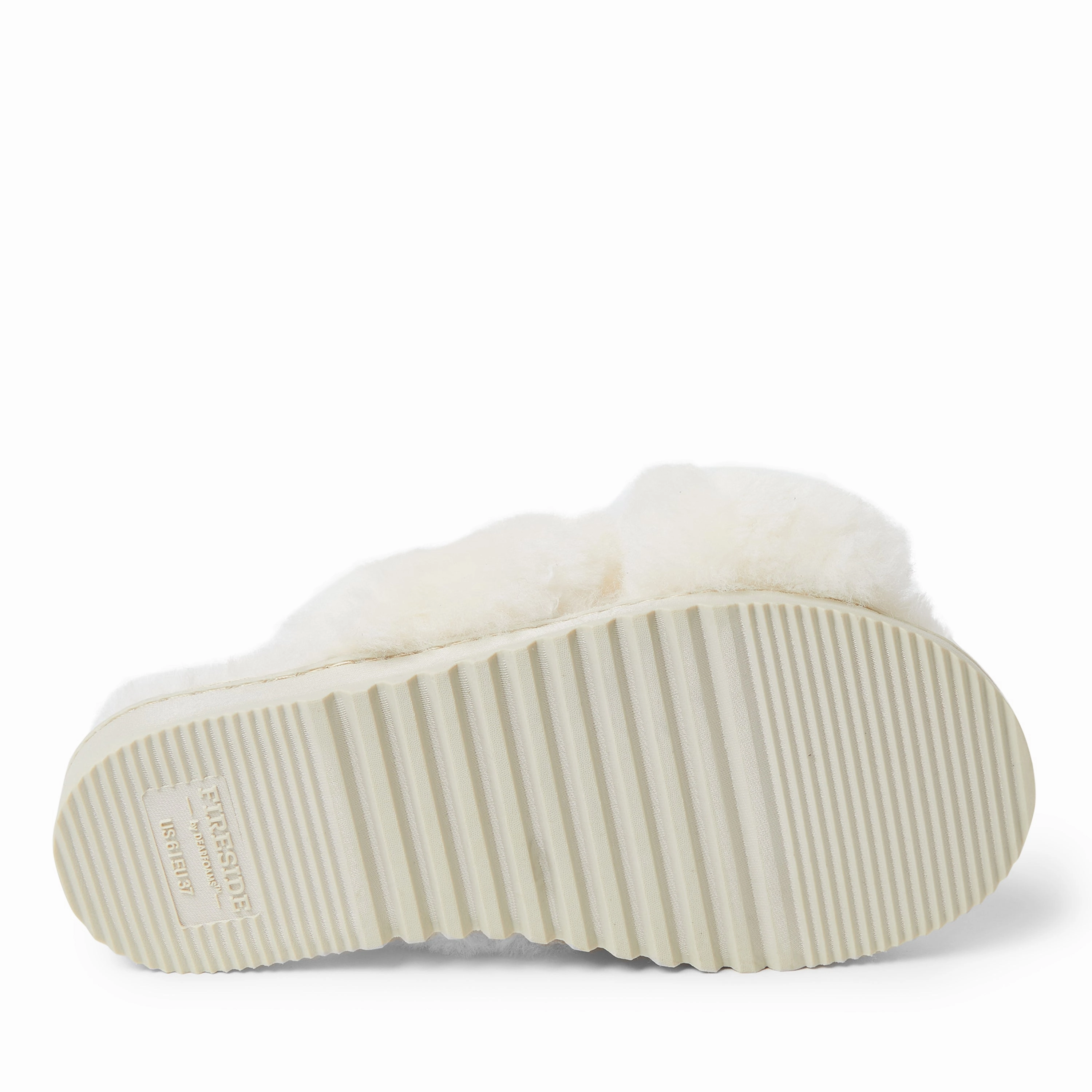Fireside By Dearfoams Women's New Castle Genuine Shearling Cross Band Slide