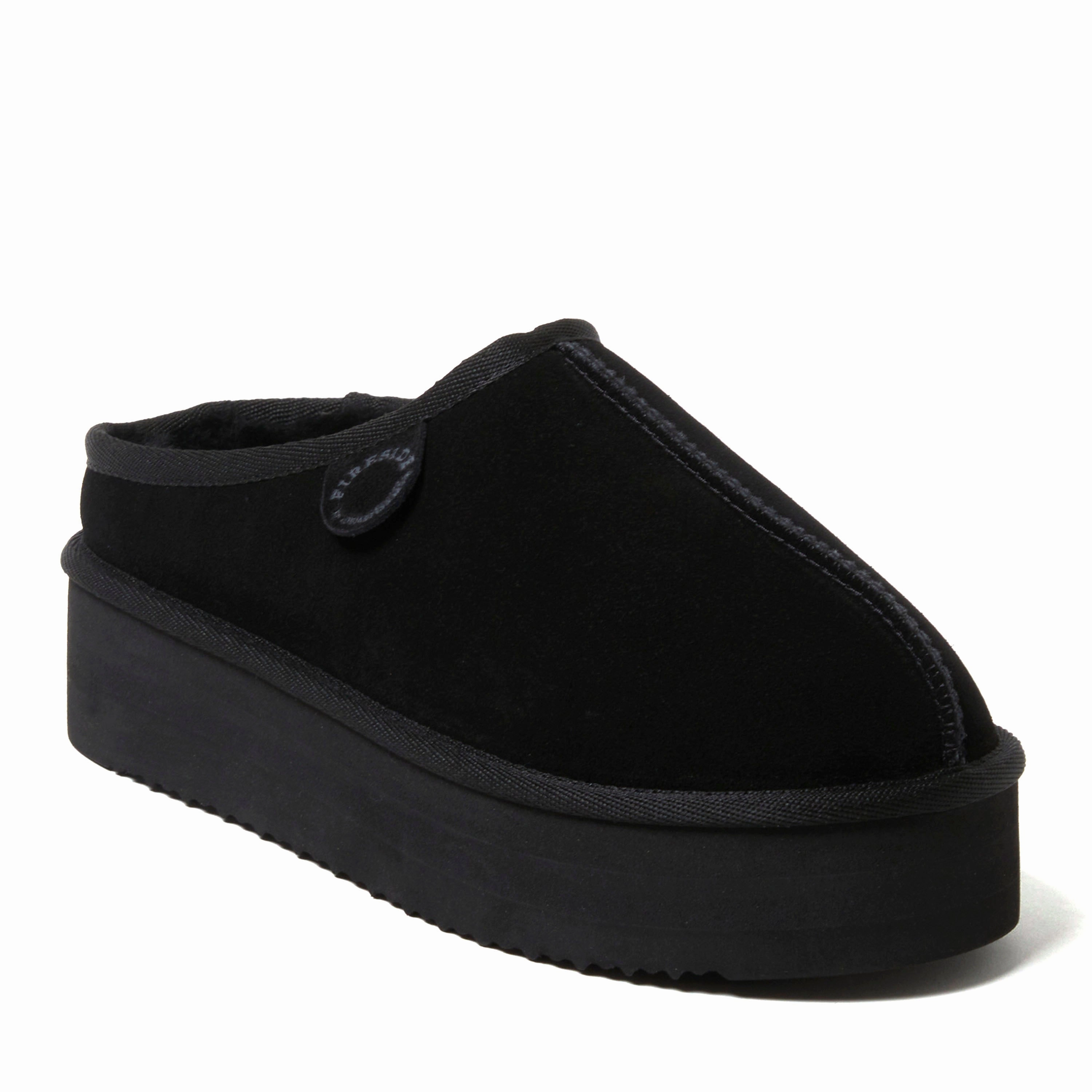Fireside by Dearfoams Women's Queenstown Genuine Shearling Platform Clog Cozy Womens Slippers discount