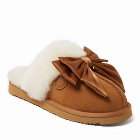 Fireside by Dearfoams Women's Sydney Genuine Shearling Scuff with Bow Cozy Womens Slippers discount