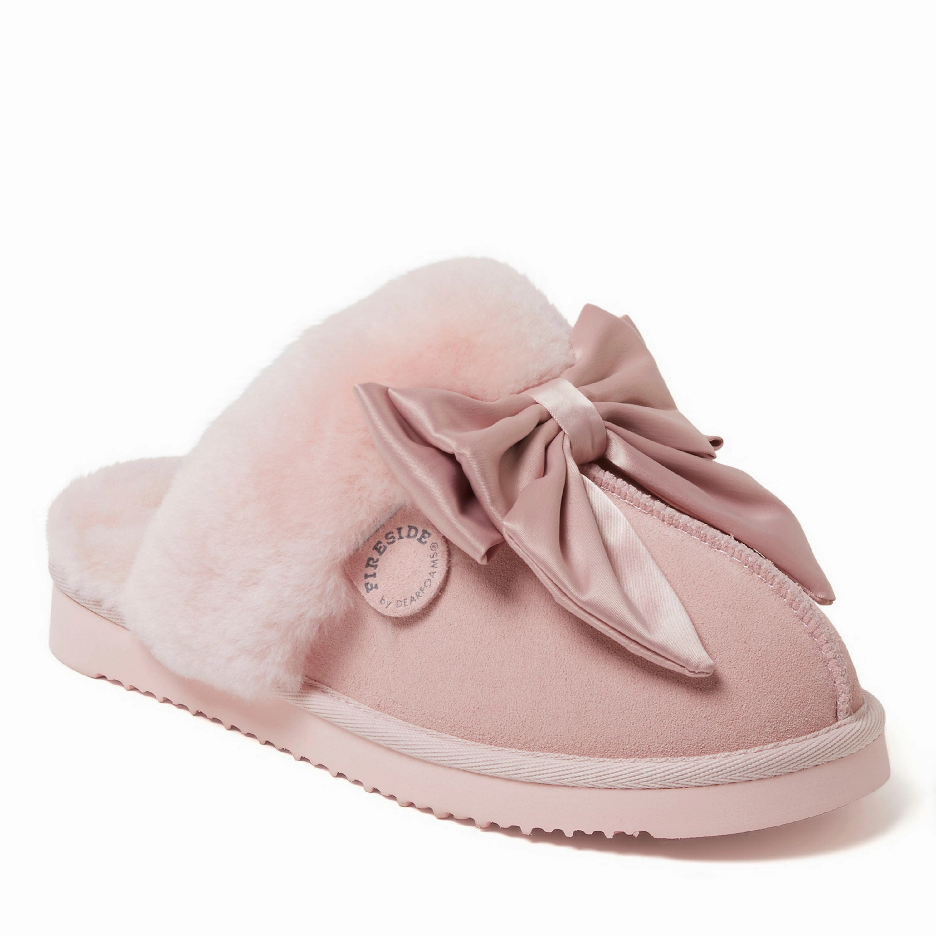 Fireside by Dearfoams Women's Sydney Genuine Shearling Scuff with Bow
