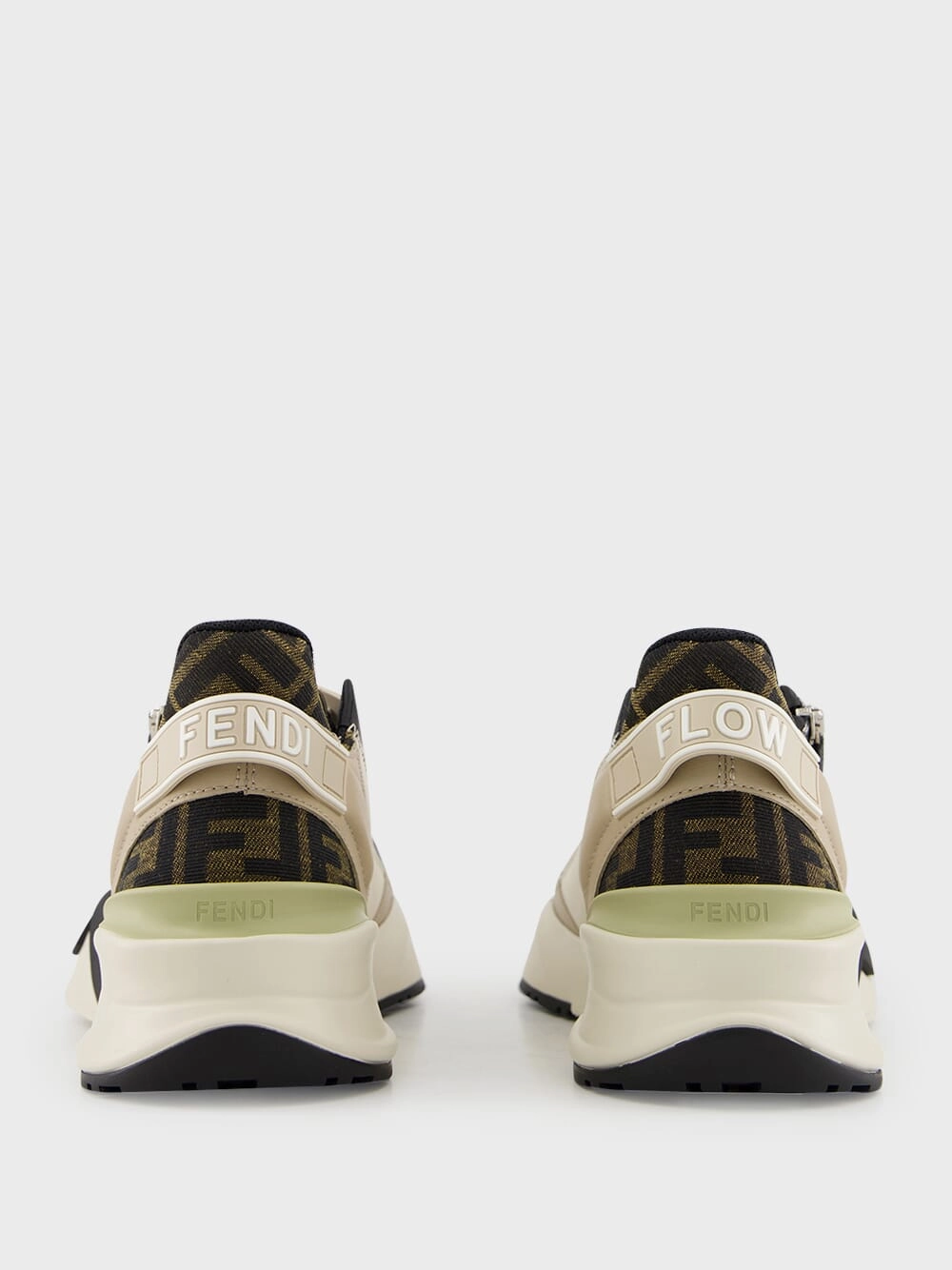 Flow Sneakers in Beige and Brown FF Jacquard