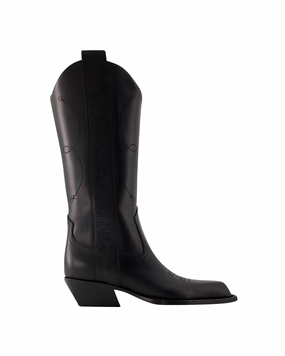 For Walking Boots - Off White - Leather - Black Sale on Womens Trendy Boots