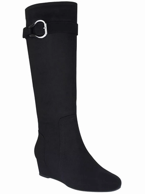 GELSEY Womens Textile Manmade Knee-High Boots Cheap Womens Leather Boots