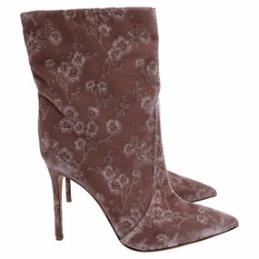 Gianvito Rossi Embroidered Ankle Boots in Pink Velvet Womens Casual Boots clearance