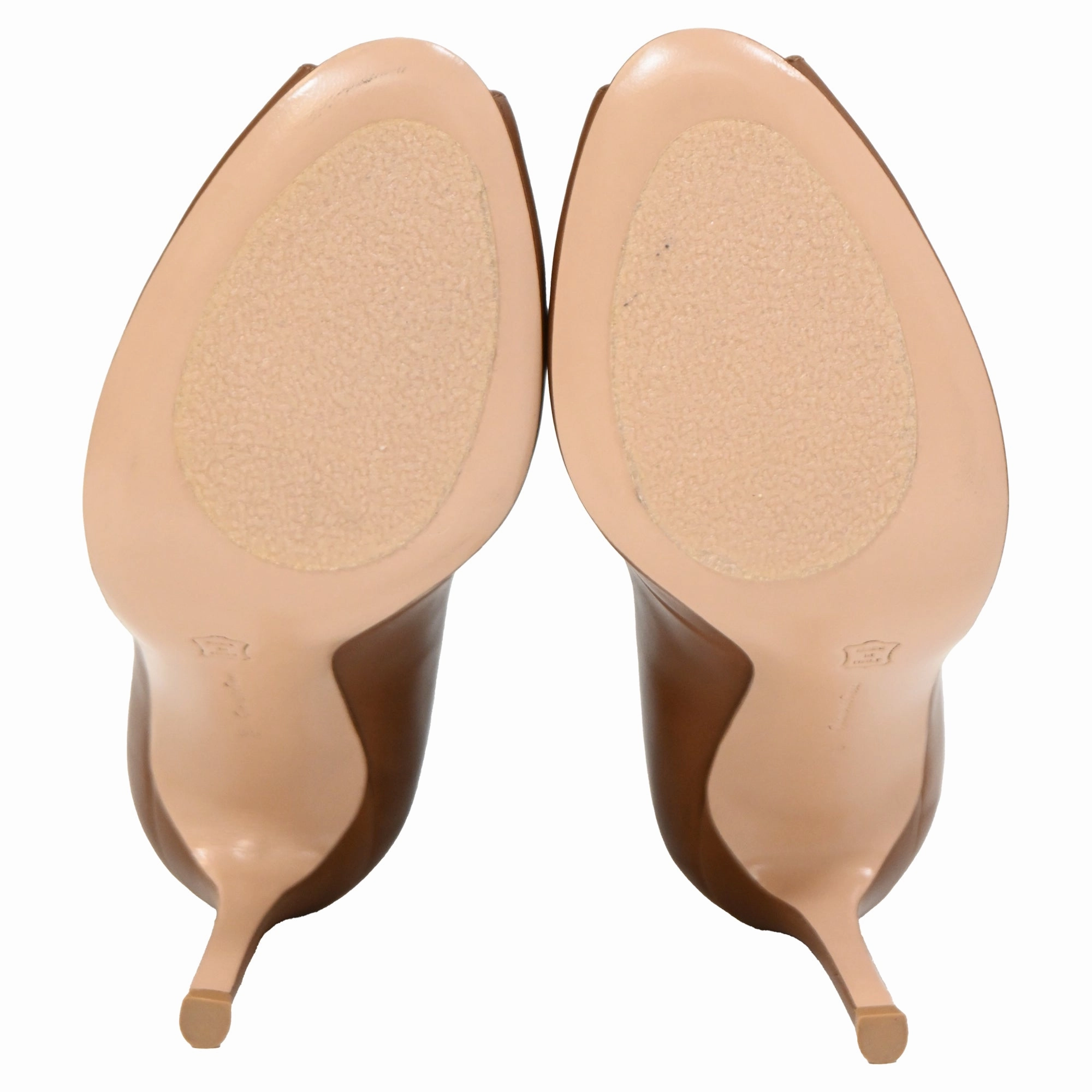 Gianvito Rossi Vamp Peep-Toe Ankle Boots in Brown Leather
