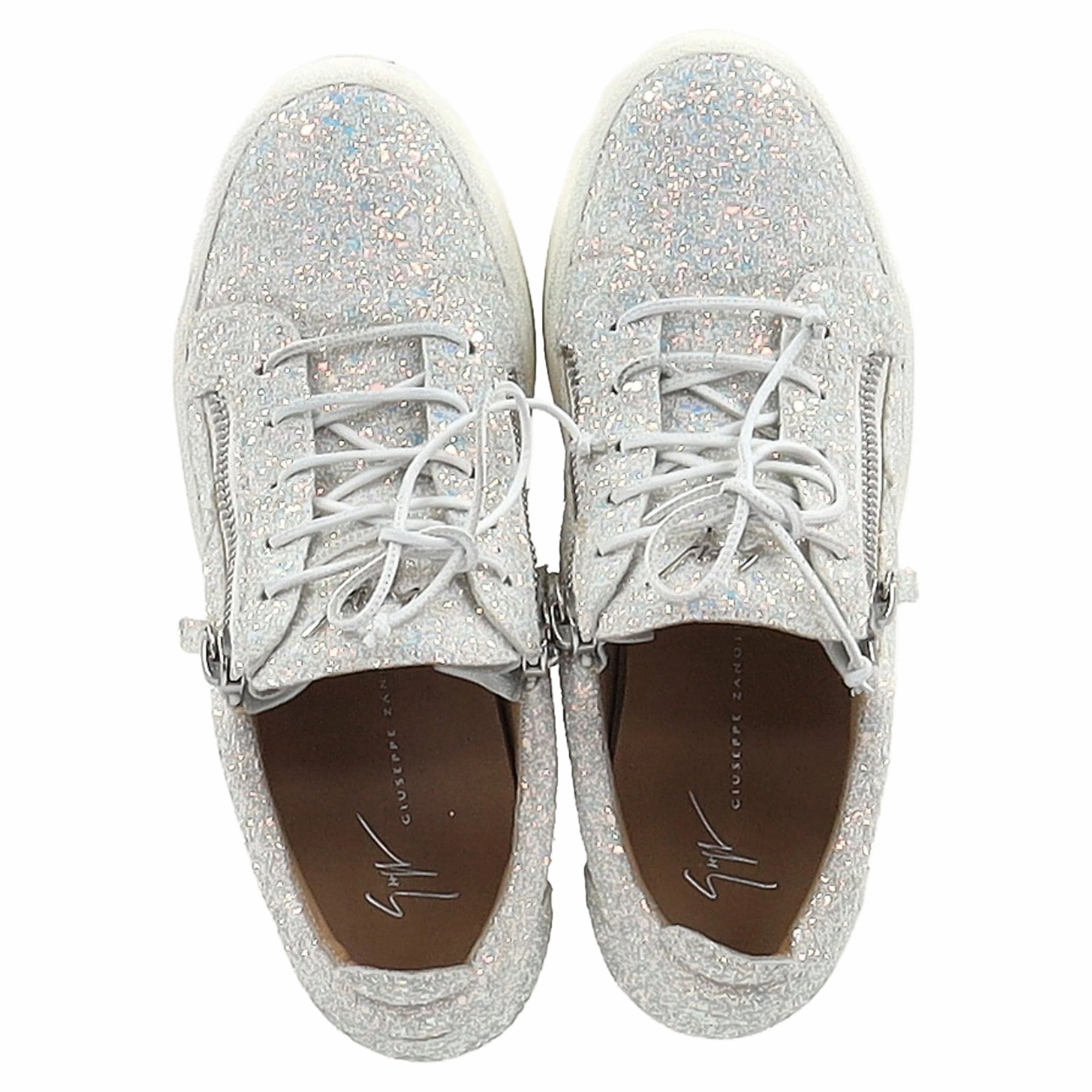 Giuseppe Zanotti May London Sneakers in White Glitter