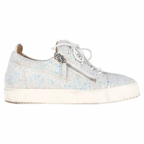 Giuseppe Zanotti May London Sneakers in White Glitter Stylish Womens Sneakers clearance