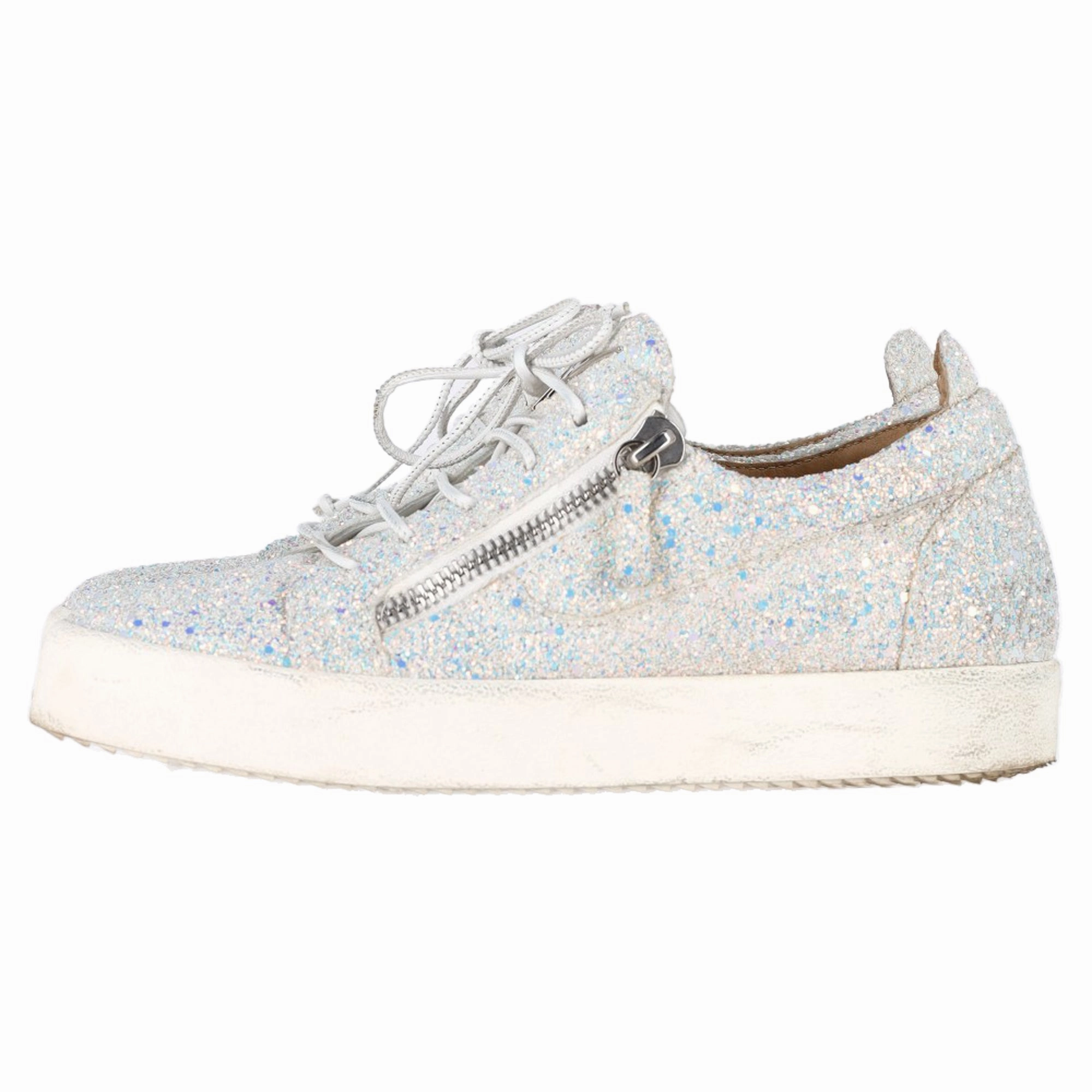Giuseppe Zanotti May London Sneakers in White Glitter