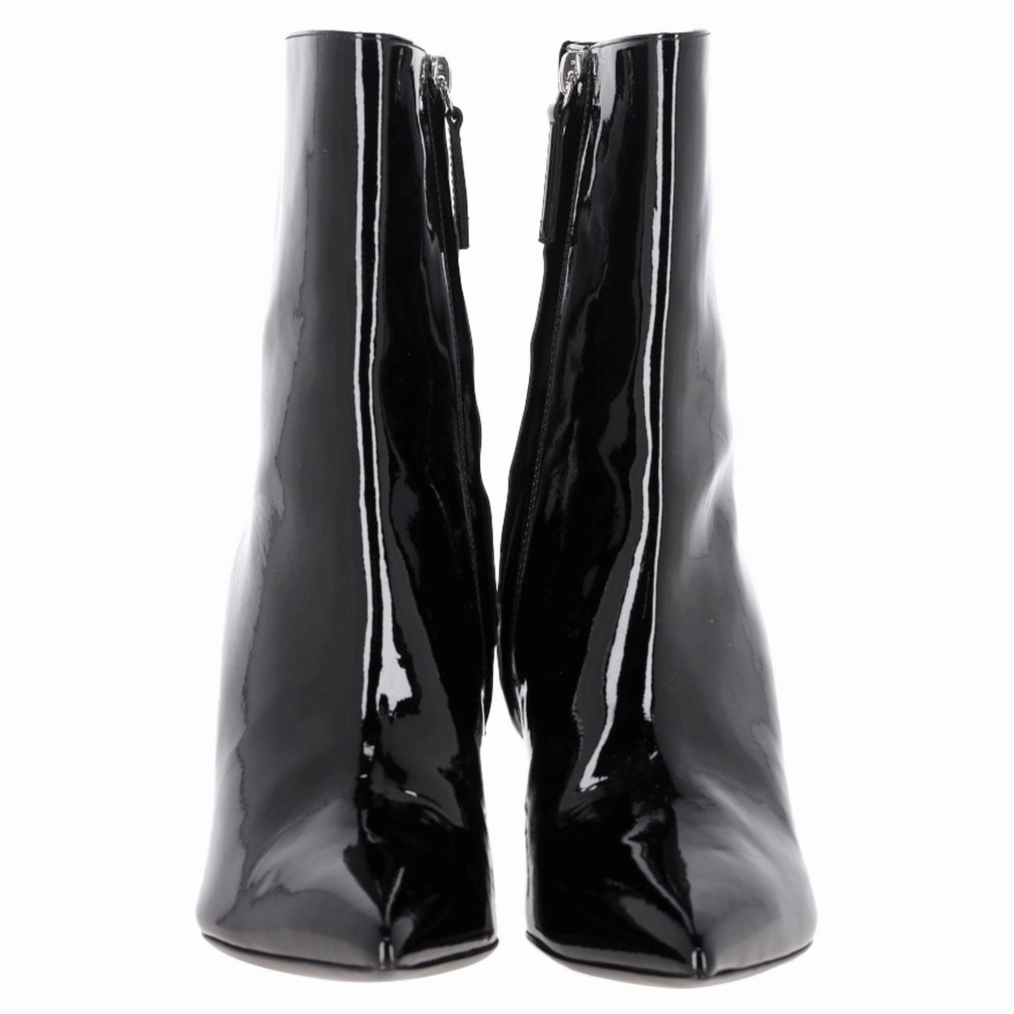 Giuseppe Zanotti Pointed Toe Ankle Boots in Black Patent Leather