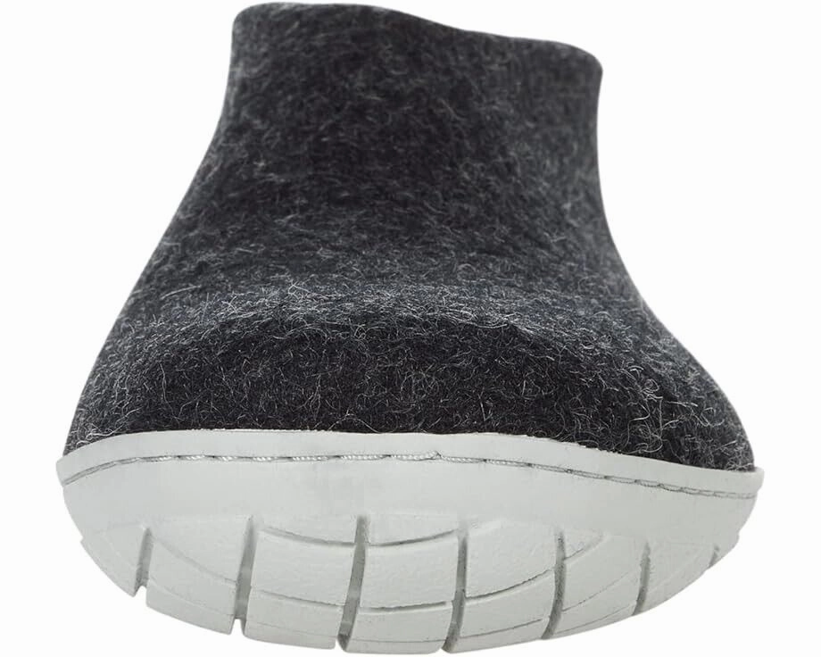 Glerups Slipper Unisex M10/W12 Charcoal Wool Round Toe Slip-On Comfort KHD451