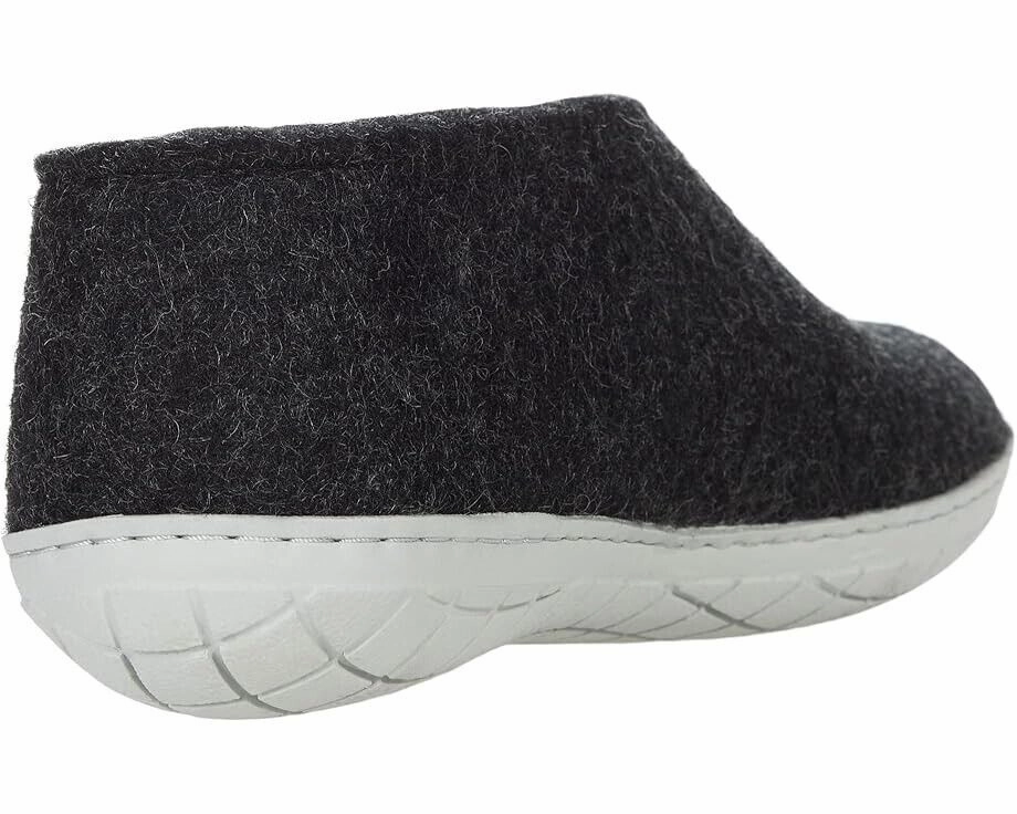 Glerups Slipper Unisex M10/W12 Charcoal Wool Round Toe Slip-On Comfort KHD451