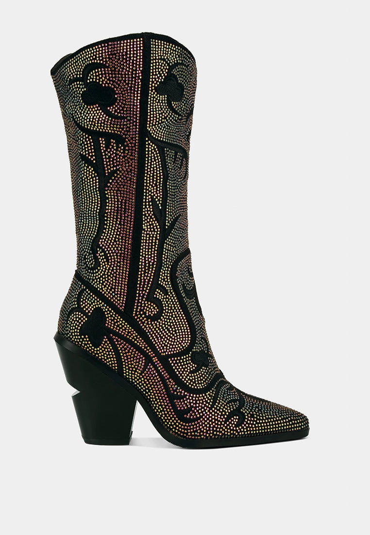 glimmer rhinestones embellished shimmer calf boots