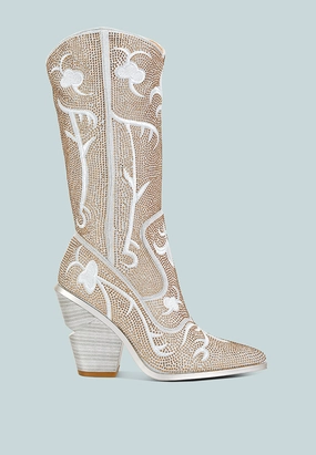 glimmer rhinestones embellished shimmer calf boots Affordable Womens Boots online