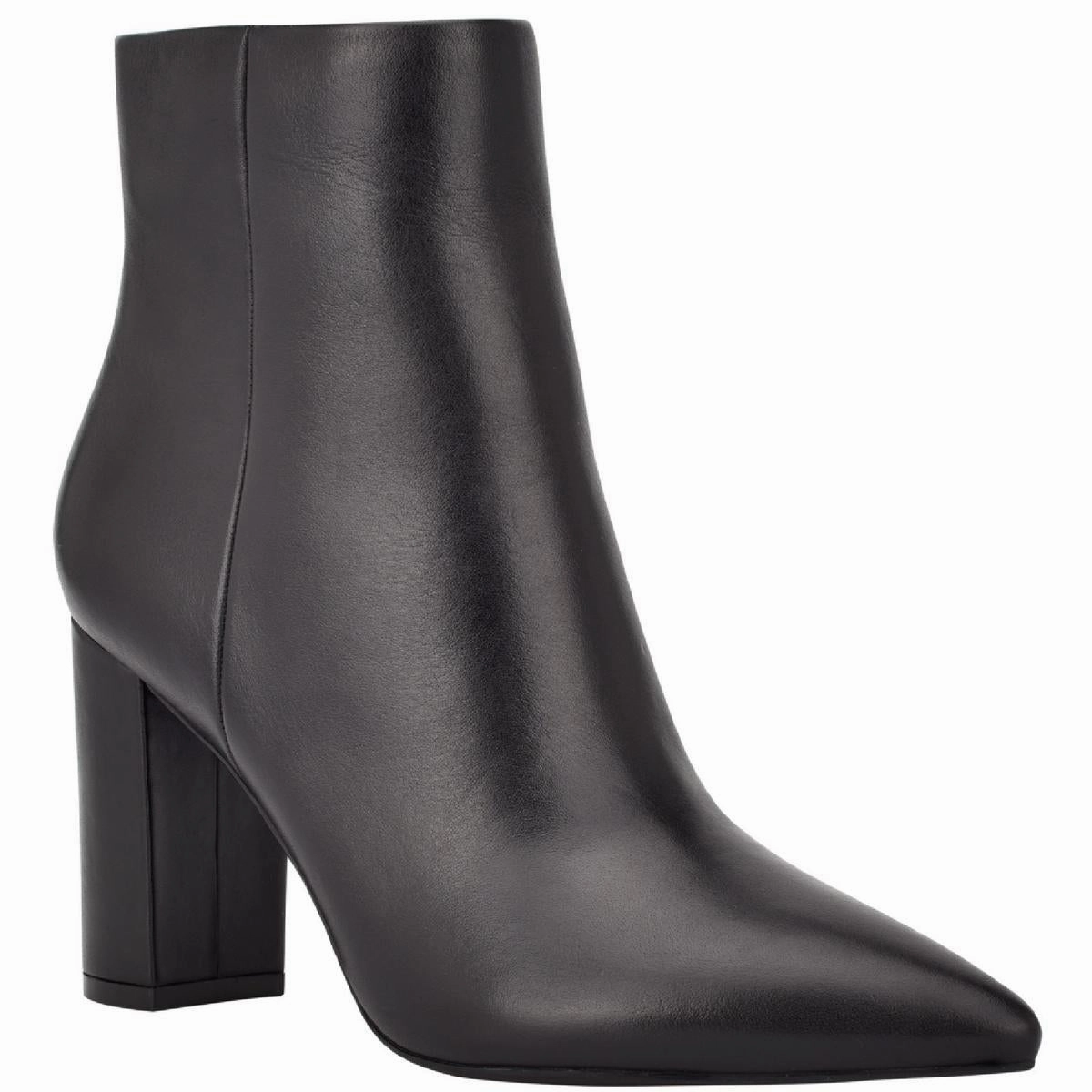 Glorena Womens Leather Pointed Toe Booties