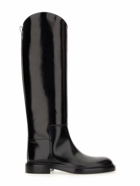 Glossy High-Shaft Leather Boots Discount Stylish Womens Boots