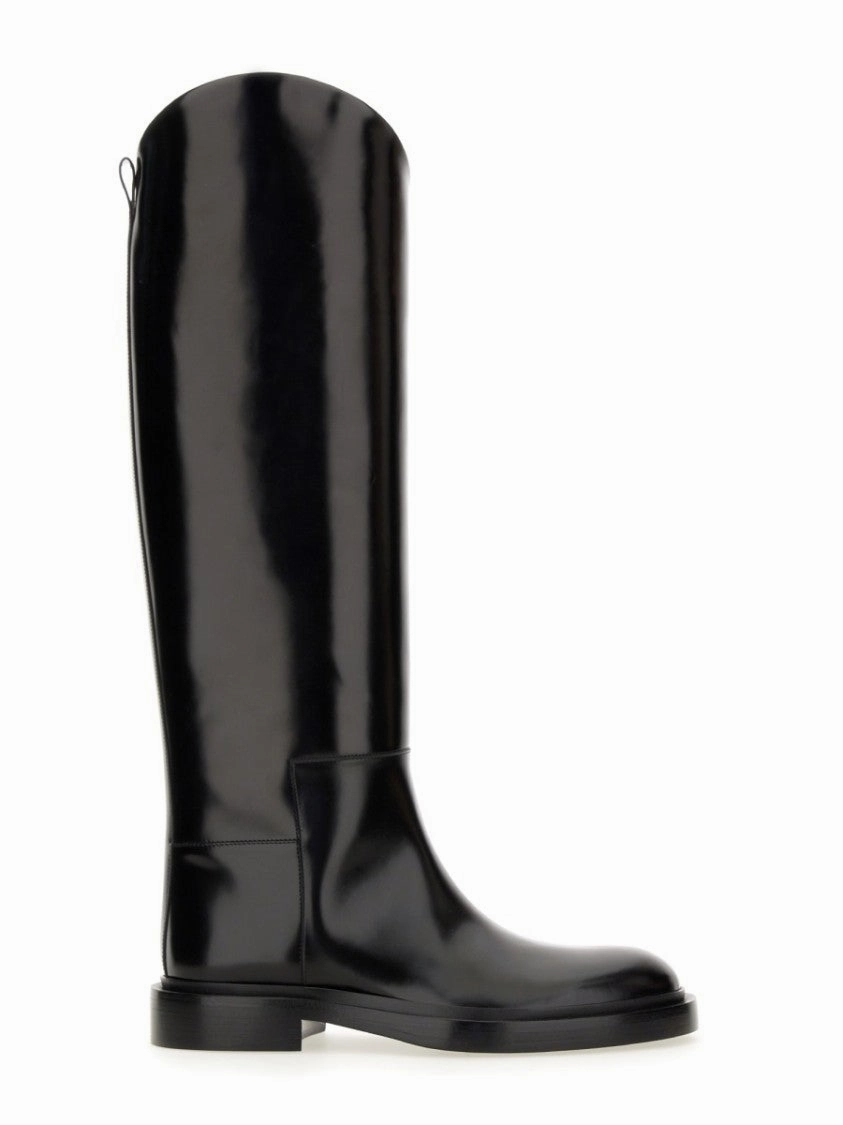 Glossy High-Shaft Leather Boots Discount Stylish Womens Boots