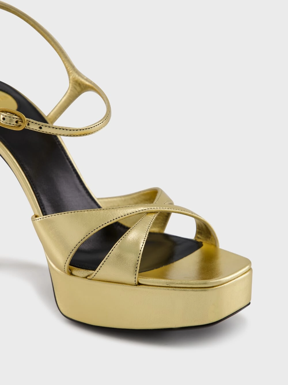 Gold Debbie Platform Sandals in Metallic Leather