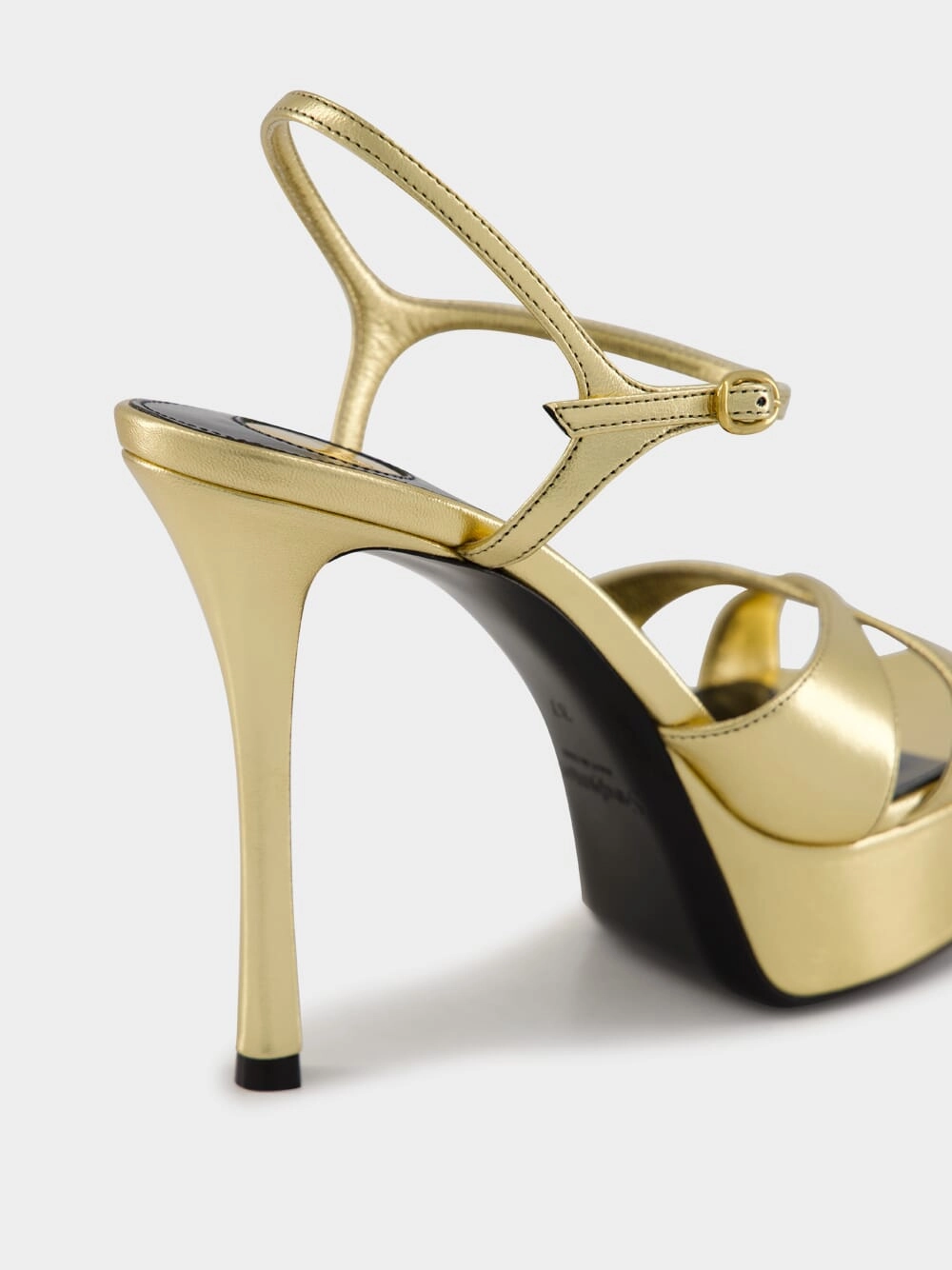 Gold Debbie Platform Sandals in Metallic Leather