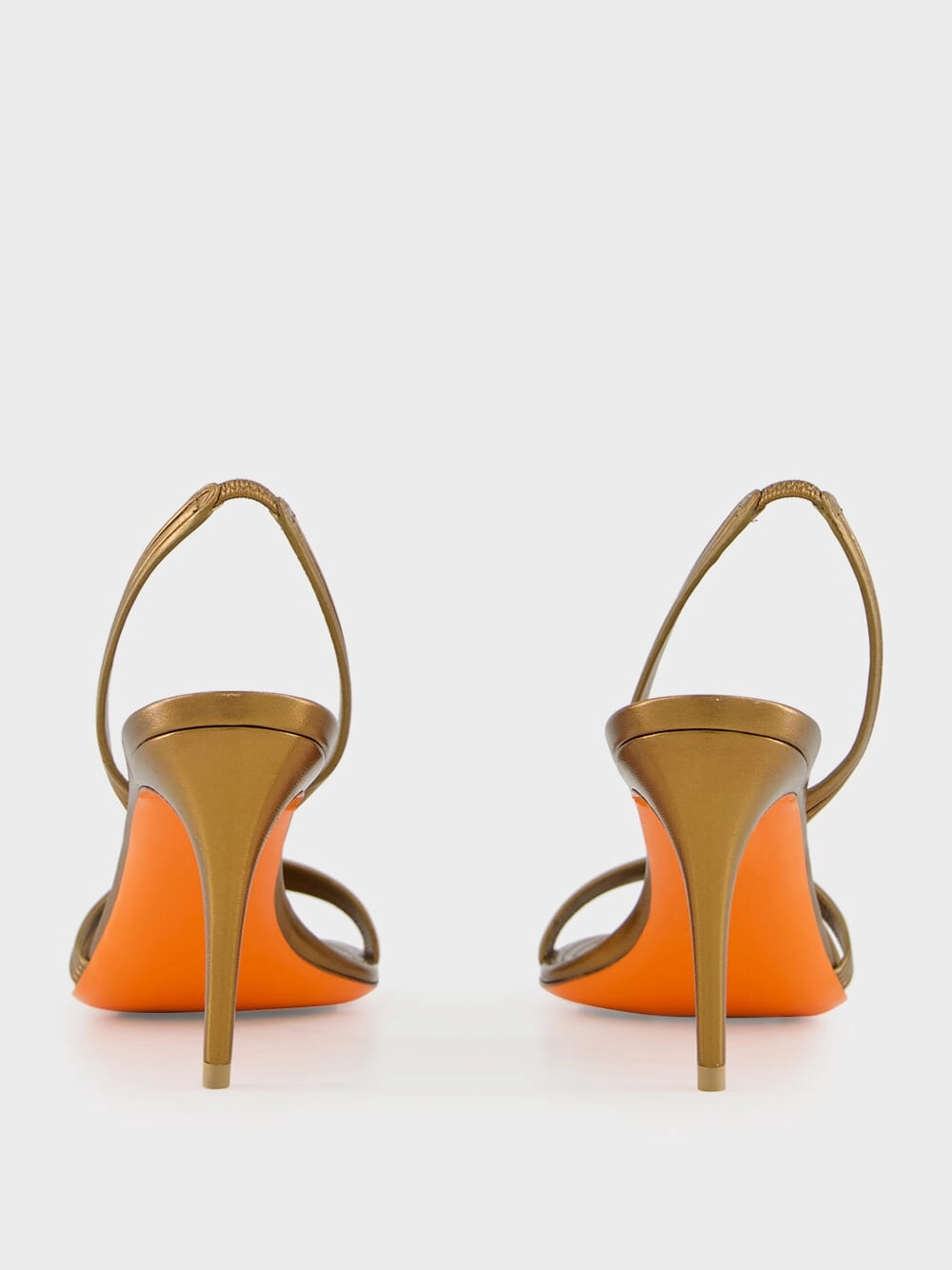Gold Leather Mid-Heel Sandals