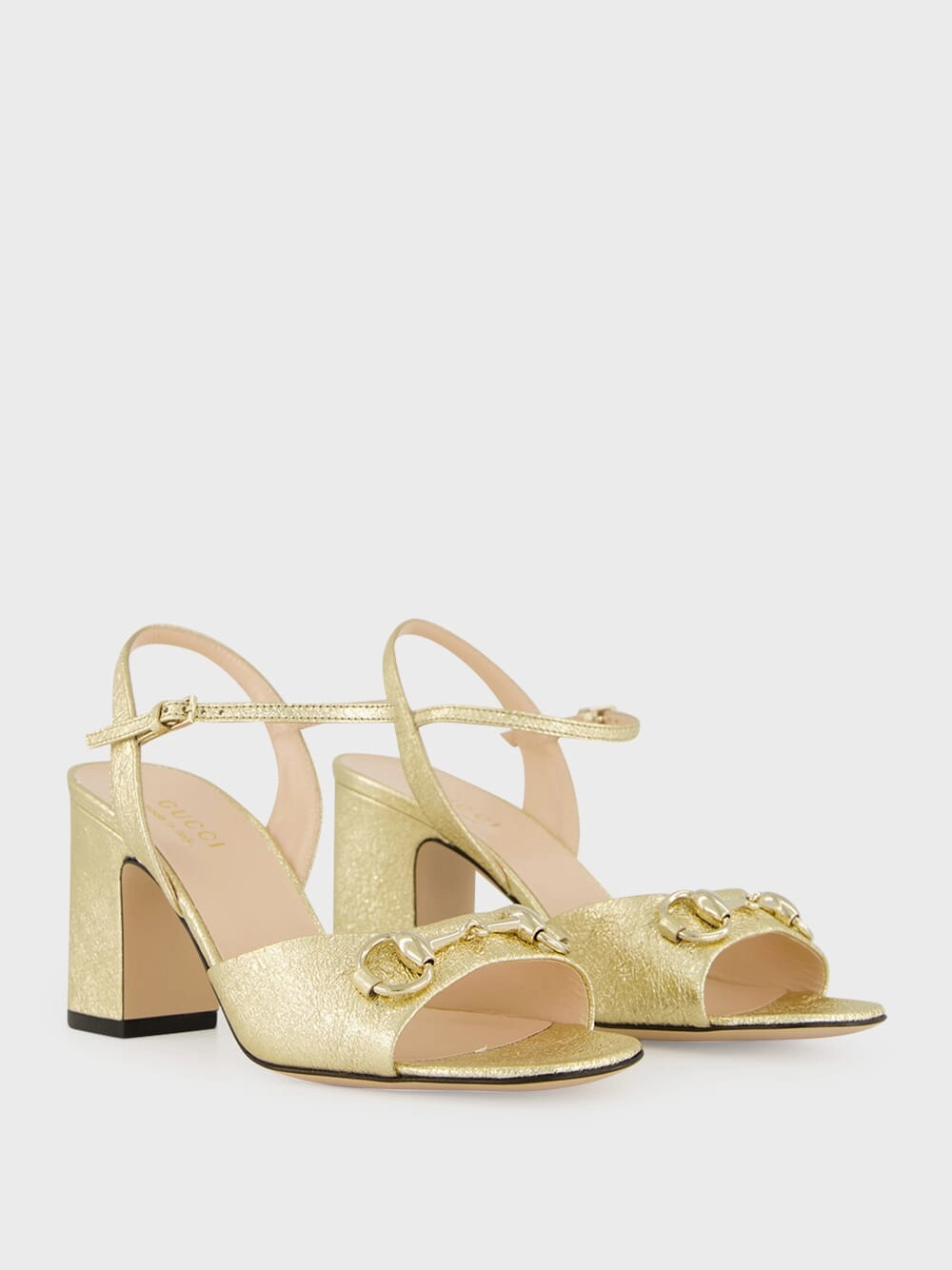 Gold Metallic Leather Horsebit Sandals