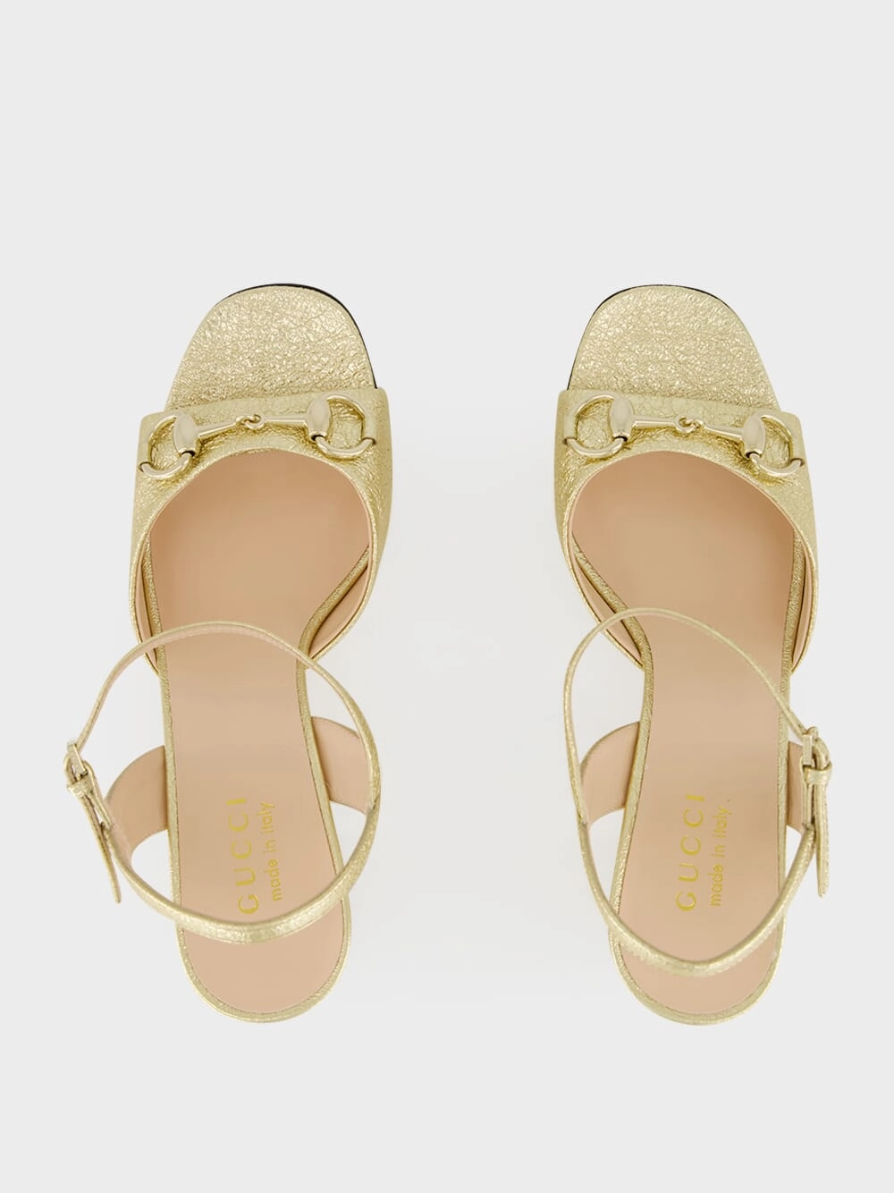 Gold Metallic Leather Horsebit Sandals