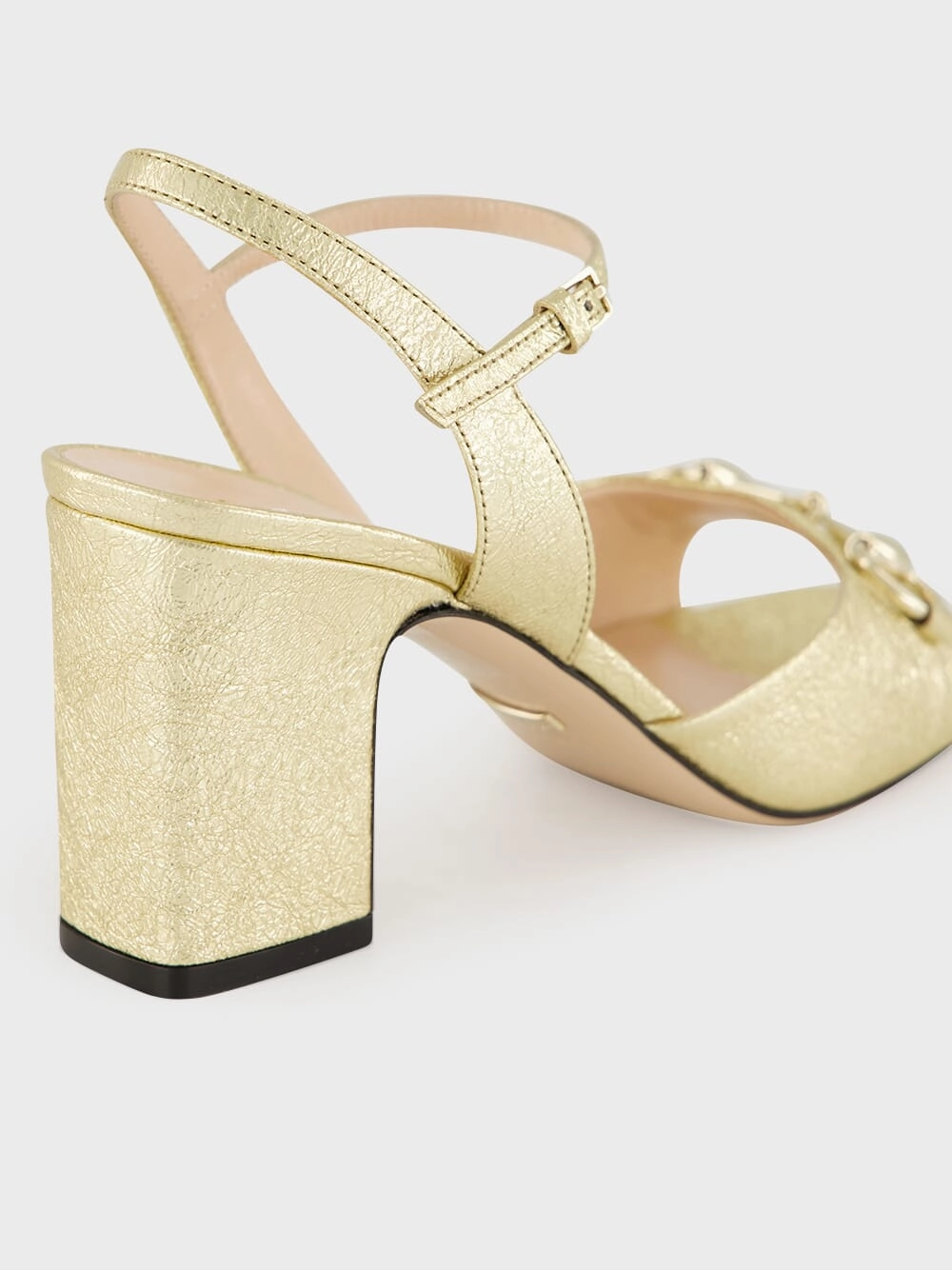 Gold Metallic Leather Horsebit Sandals