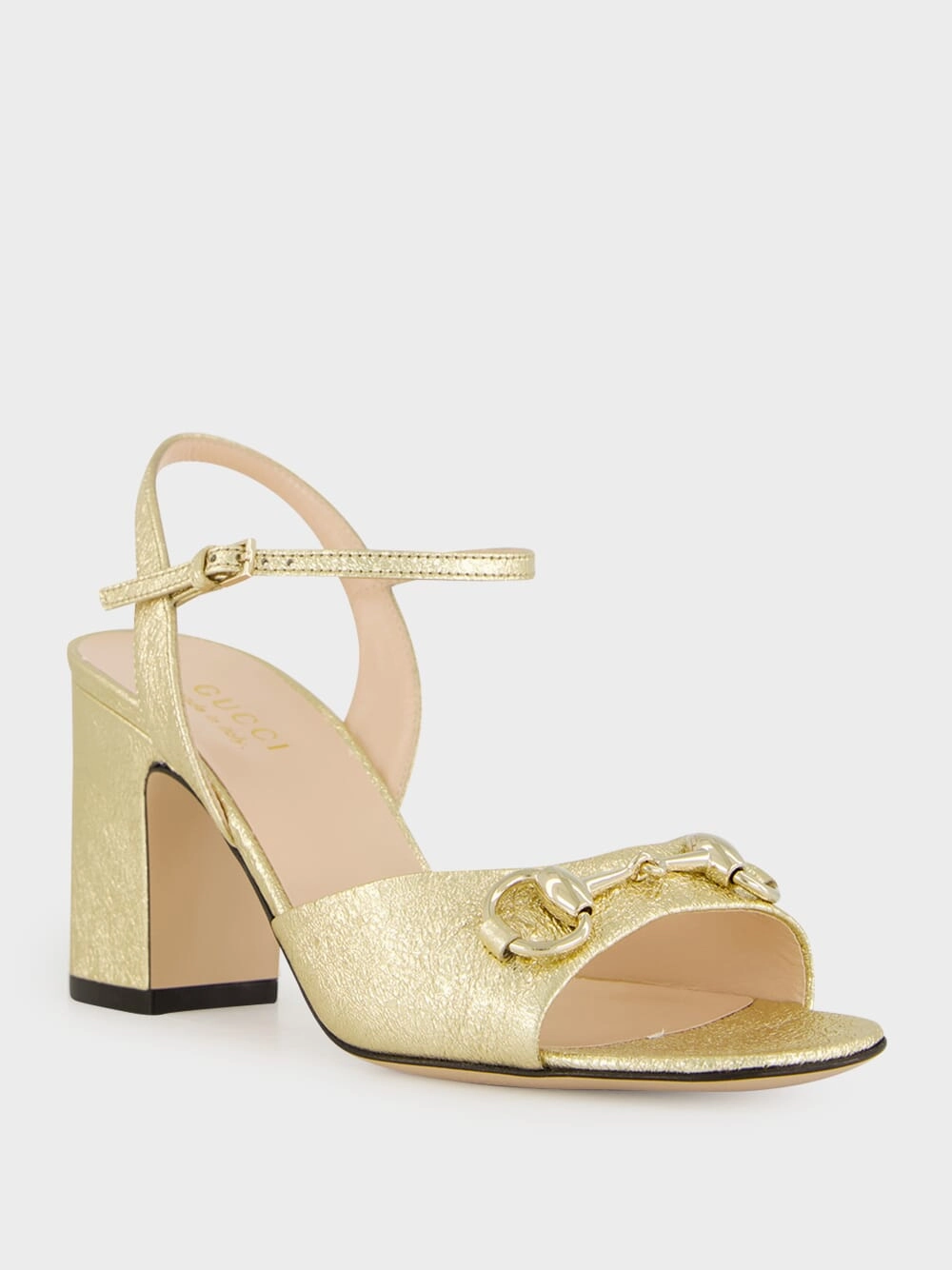 Gold Metallic Leather Horsebit Sandals