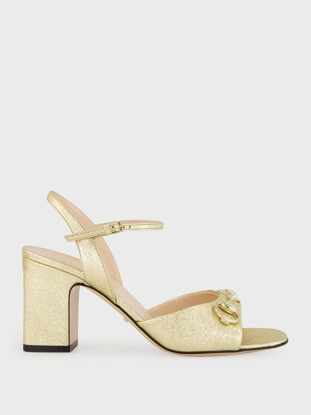 Gold Metallic Leather Horsebit Sandals Womens Sandals mega clearance