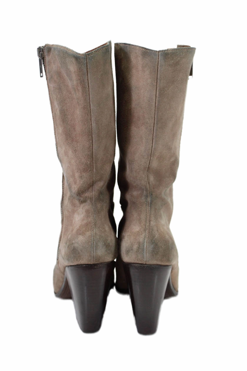 Golden Goose Deluxe Brand Womens Suede Zip Up Cowboy Boots Beige