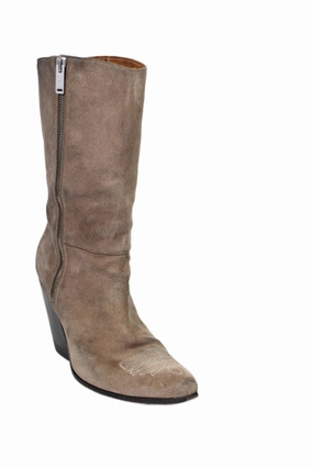 Golden Goose Deluxe Brand Womens Suede Zip Up Cowboy Boots Beige Womens Casual Boots clearance
