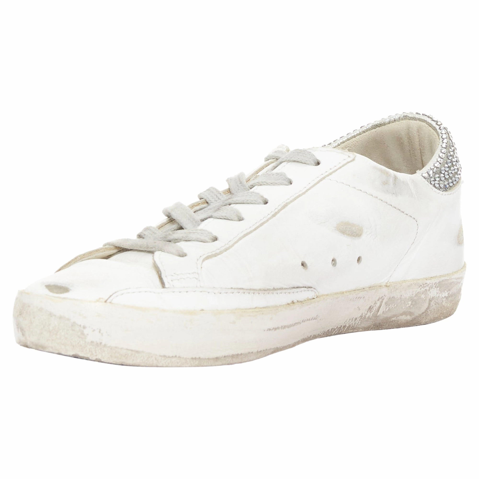 Golden Goose silver crystal distressed sneakers