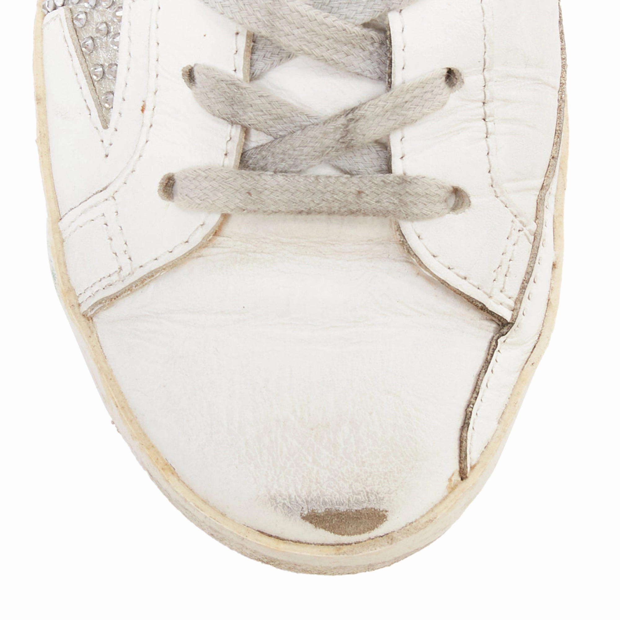 Golden Goose silver crystal distressed sneakers