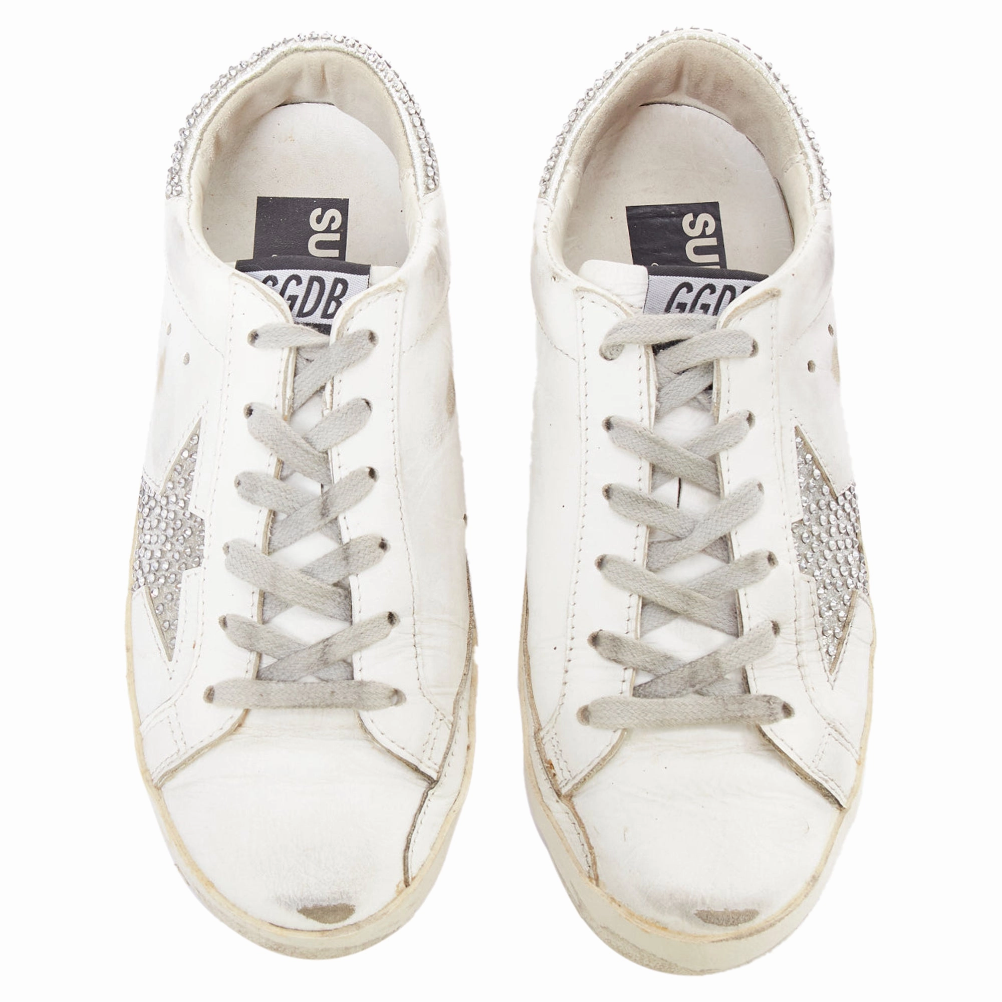 Golden Goose silver crystal distressed sneakers