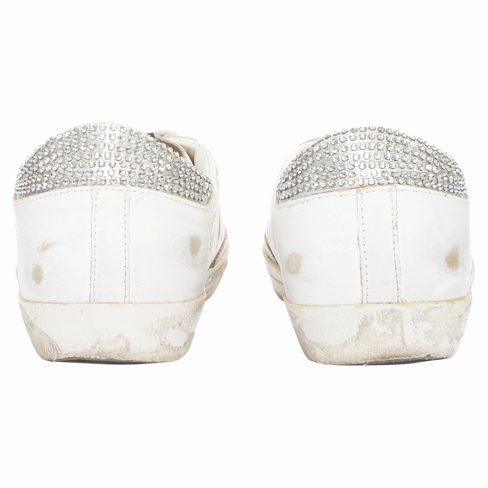 Golden Goose silver crystal distressed sneakers