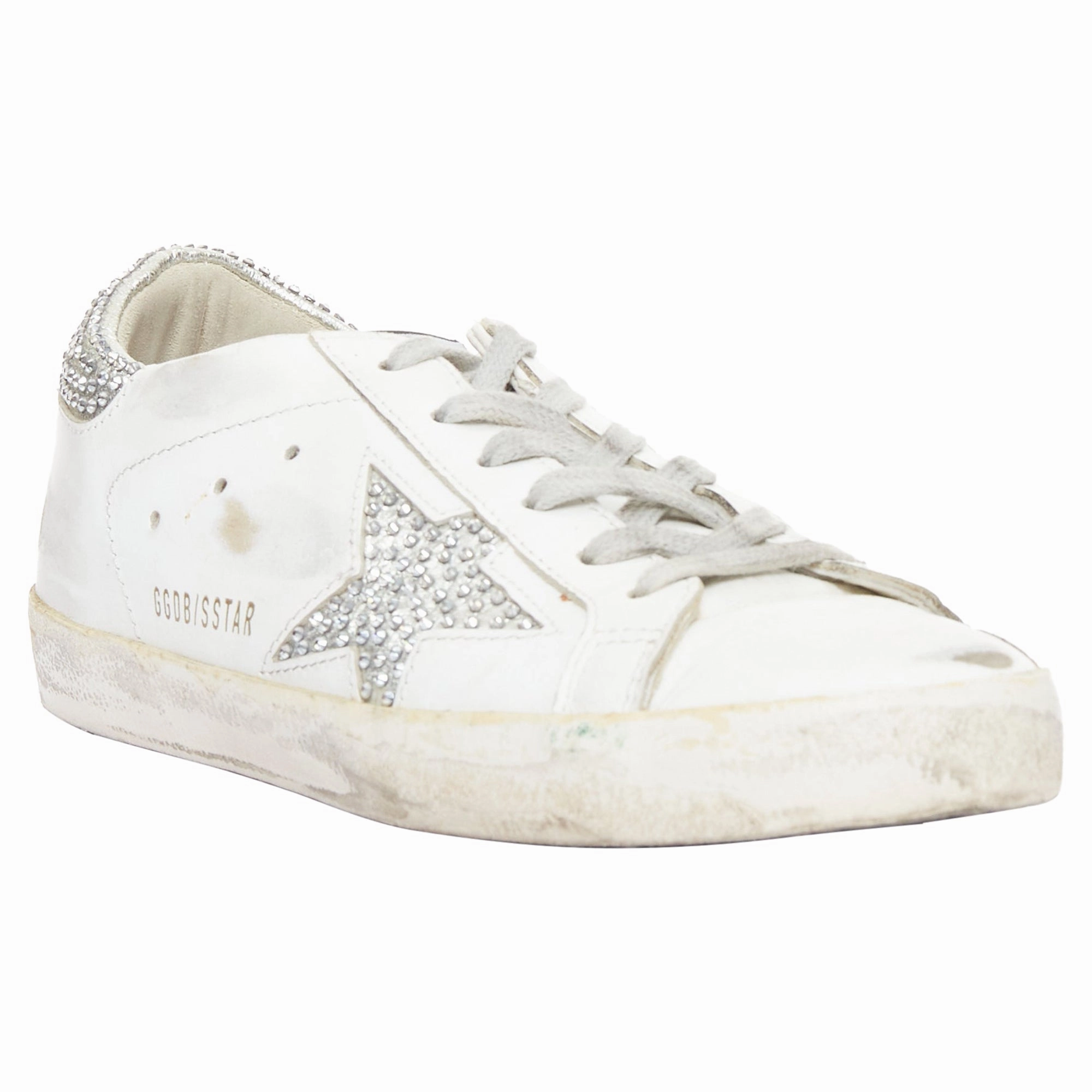 Golden Goose silver crystal distressed sneakers
