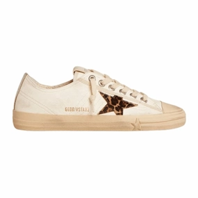 Golden Goose V-Star LTD Horsy Leopard Star and Silver Heel Tab Women's Sneakers Trendy Sneakers for Women