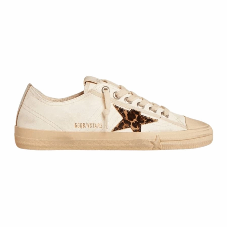Golden Goose V-Star LTD Horsy Leopard Star and Silver Heel Tab Women's Sneakers Trendy Sneakers for Women