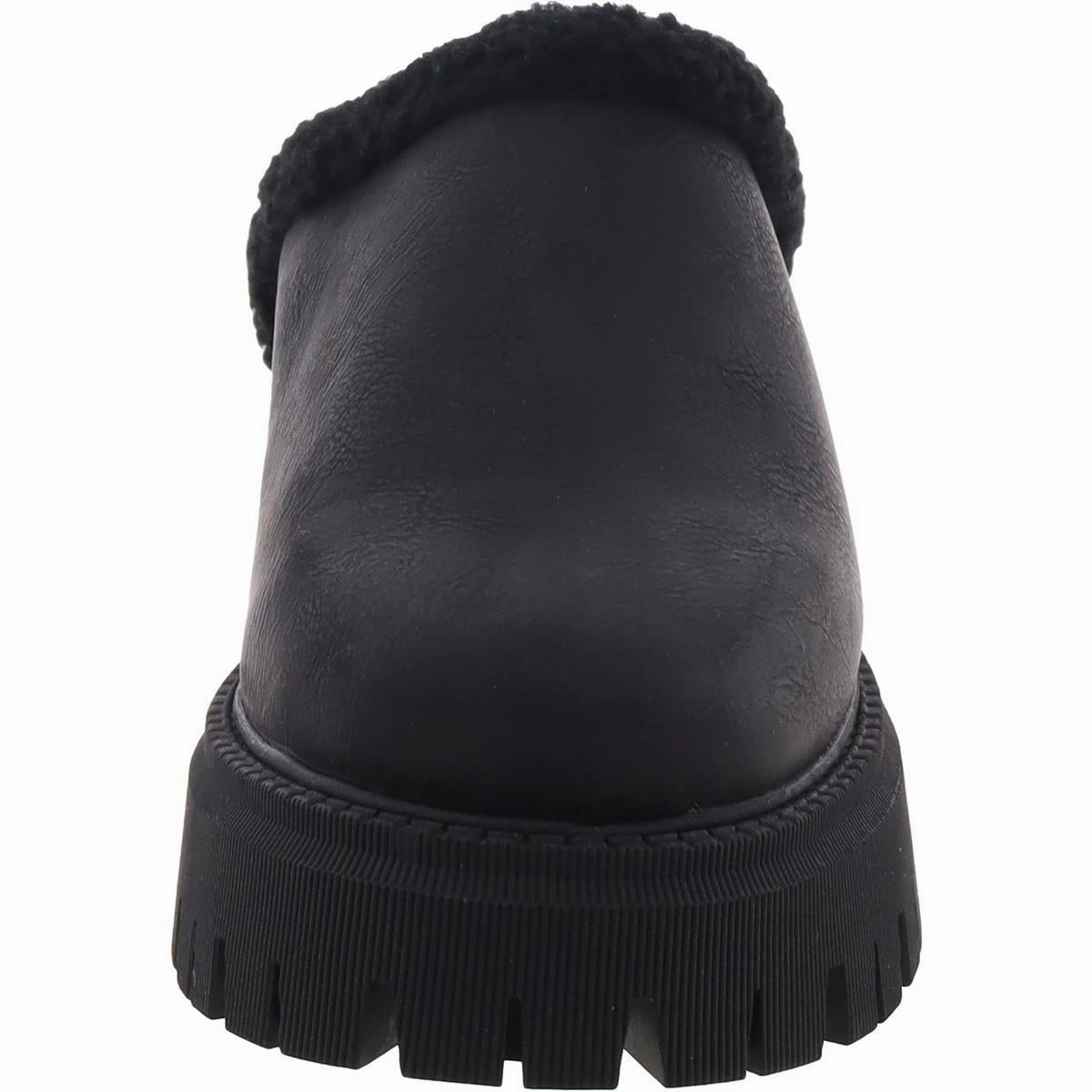 Gracelyn Womens Faux Leather Platform Loafer Slippers