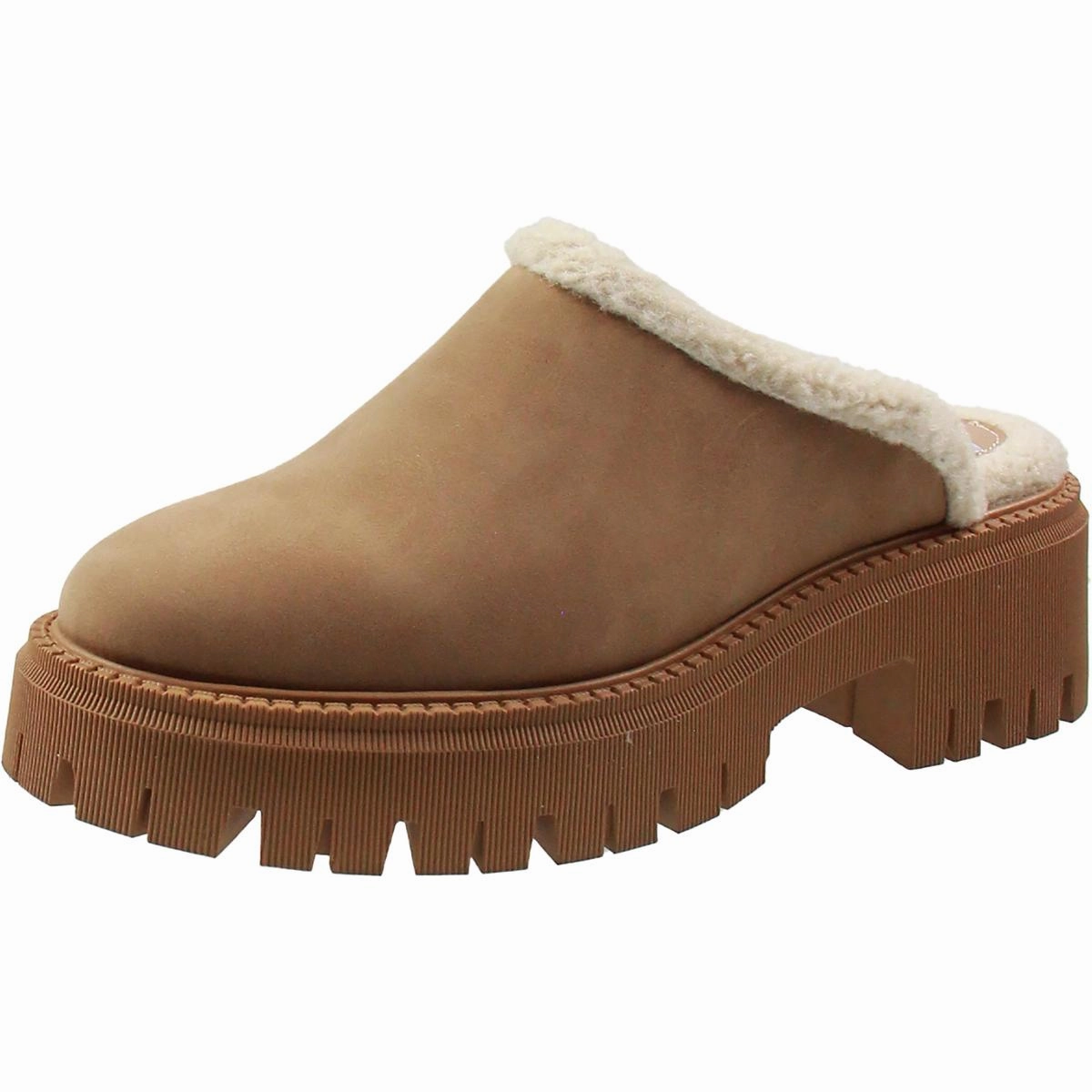 Gracelyn Womens Faux Leather Platform Loafer Slippers