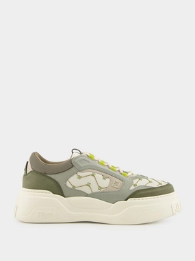 Green Force Leather and Nubuck Sneakers Promo deal Mens Sneakers