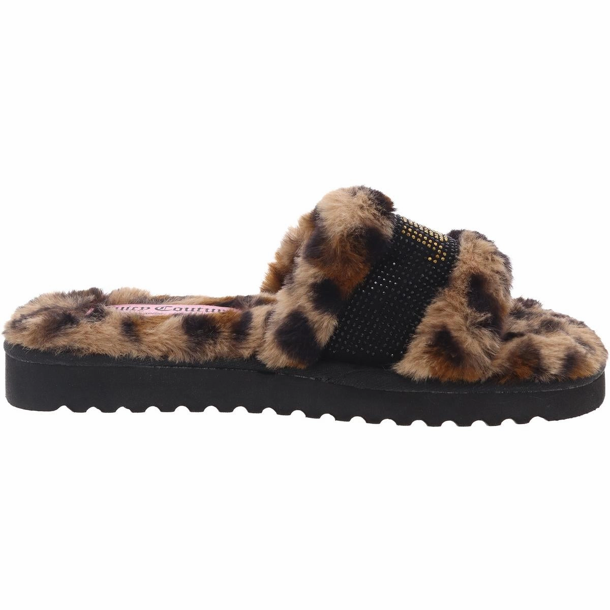 halo Womens Embellished Faux Fur Slide Slippers