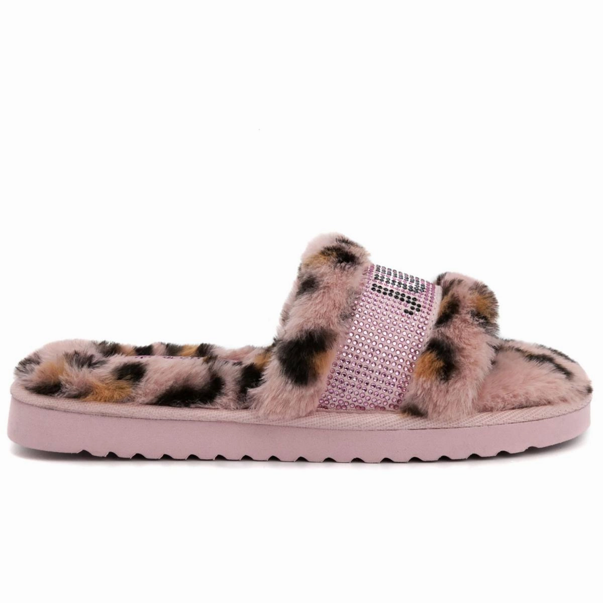 Halo Womens Rhinestone Comfy Slide Slippers