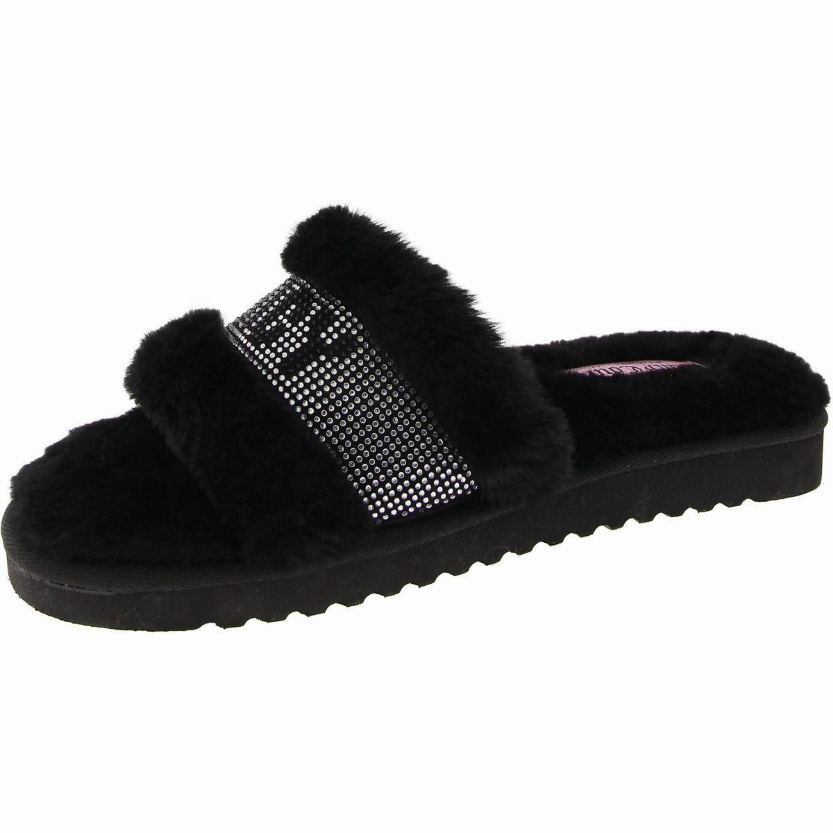 Halo Womens Rhinestone Comfy Slide Slippers