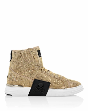 HI-TOP SNEAKERS MONEY KICK$ SUEDE GOLD SKULL Buy Womens Sneakers online shop