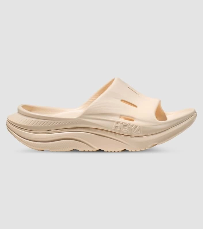 Hoka One One Ora Recovery Slide 3 1135061-VLV Unisex Cream Slip On Sandals ASM85 (Beige,W13-M11)