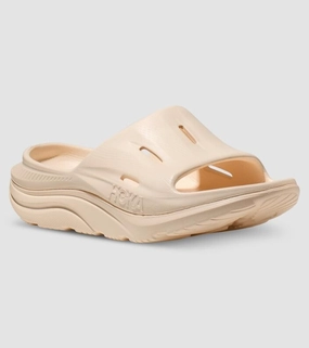 Hoka One One Ora Recovery Slide 3 1135061-VLV Unisex Cream Slip On Sandals ASM85 (Beige,W13-M11) Discount Mens Beach Sandals