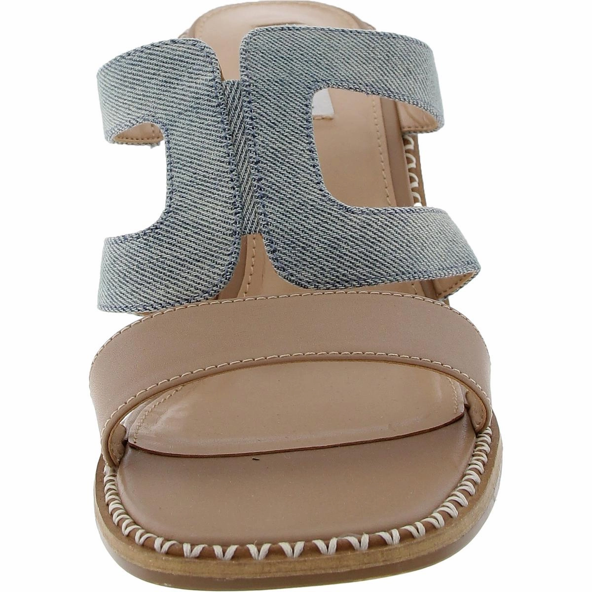 Hopeful Womens Mixed Media Denim Wedge Sandals