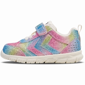 Hummel White/Multicolor Crosslite Glitter Infant Sneakers Kids Sneakers with Laces sale
