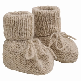 Huttelihut Camel Melange Footies Alpaca Wool Knit Wool Slippers Kids clearance