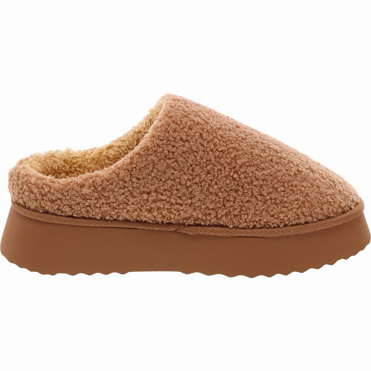 Icee Womens French Terry Faux Fur Slide Slippers
